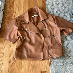 Susana Monaco NWT Short Sleeve Crop Faux Leather Moto Jacket
